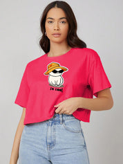 KOTTY Printed Women Round Neck Pink T-Shirt 