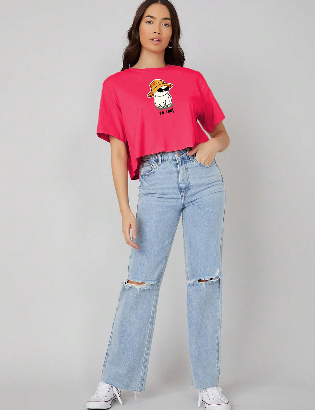 KOTTY Printed Women Round Neck Pink T-Shirt 