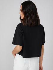 KOTTY Printed Women Round Neck Black T-Shirt 