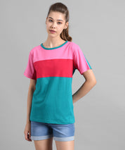 KOTTY Colorblock Women Round Neck Multicolor T-Shirt 