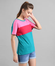 KOTTY Colorblock Women Round Neck Multicolor T-Shirt 