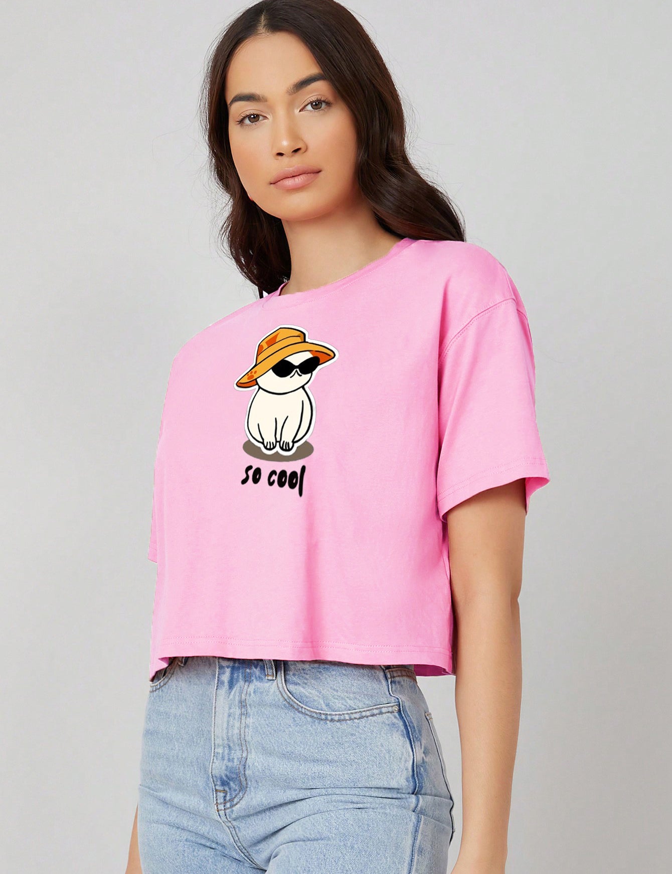 KOTTY Printed Women Round Neck Pink T-Shirt 