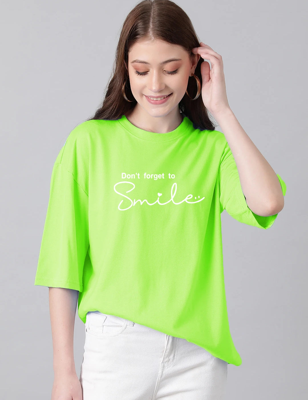 KOTTY Printed Women Round Neck Green T-Shirt 