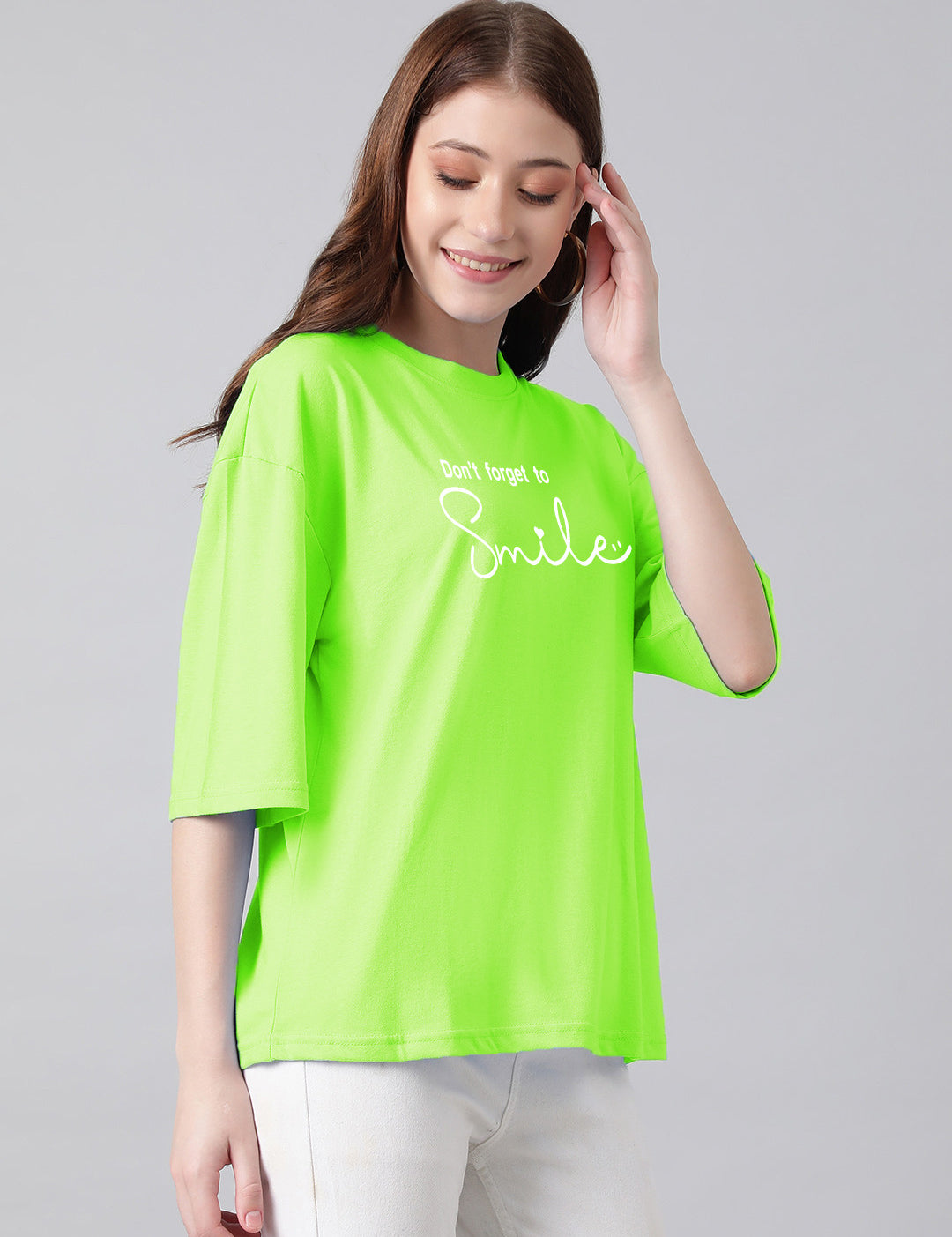KOTTY Printed Women Round Neck Green T-Shirt 