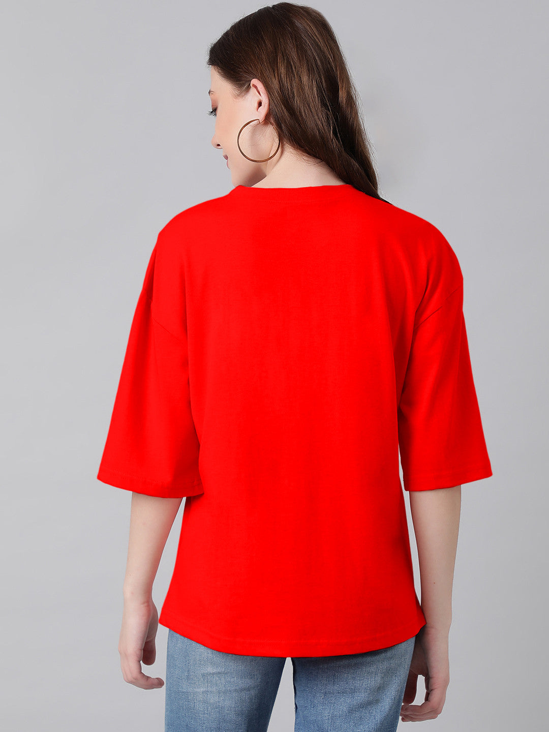 KOTTY Printed Women Round Neck Red T-Shirt 