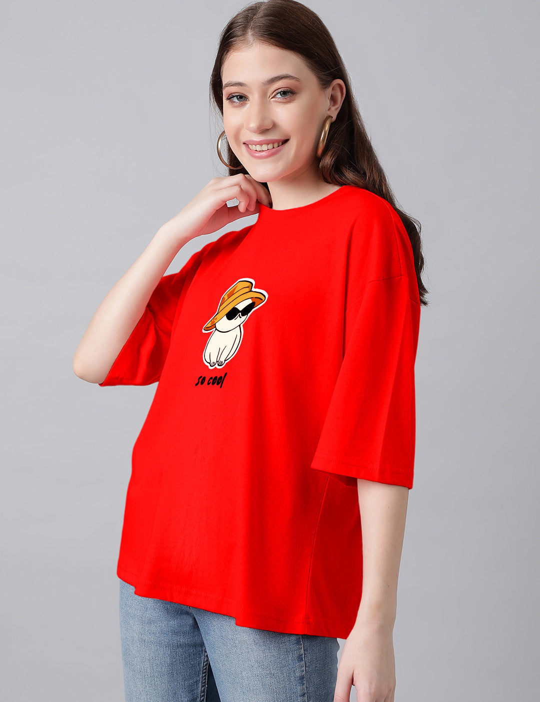 KOTTY Printed Women Round Neck Red T-Shirt 