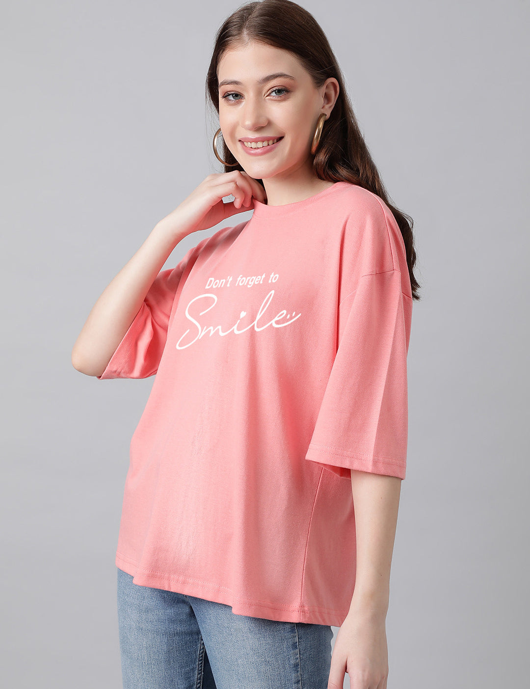 KOTTY Printed Women Round Neck Pink T-Shirt 