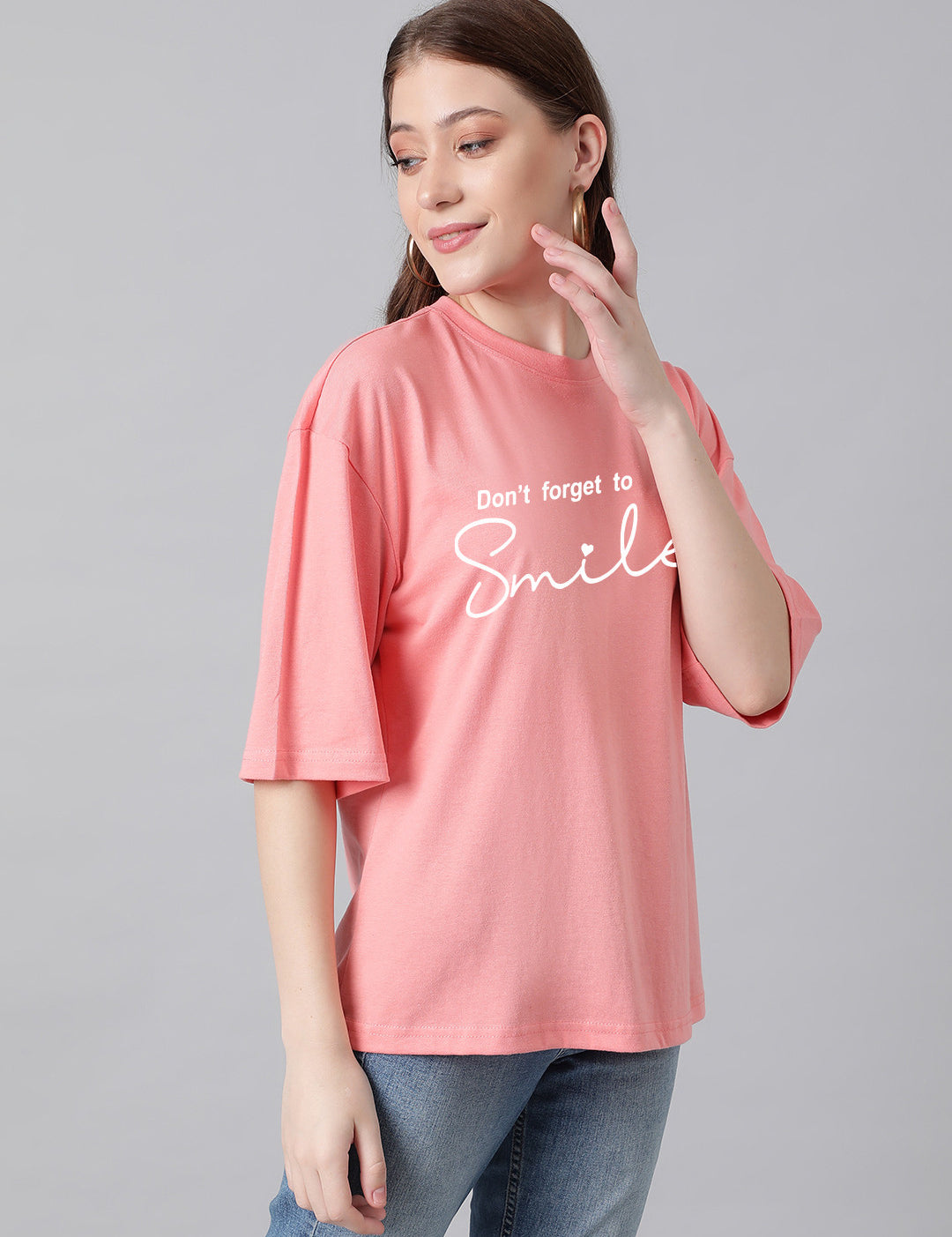 KOTTY Printed Women Round Neck Pink T-Shirt 