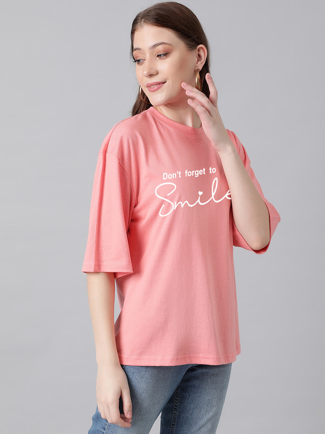 KOTTY Printed Women Round Neck Pink T-Shirt 