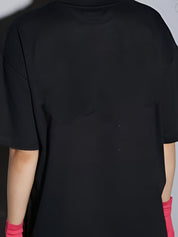 KOTTY Printed Women Round Neck Black T-Shirt 