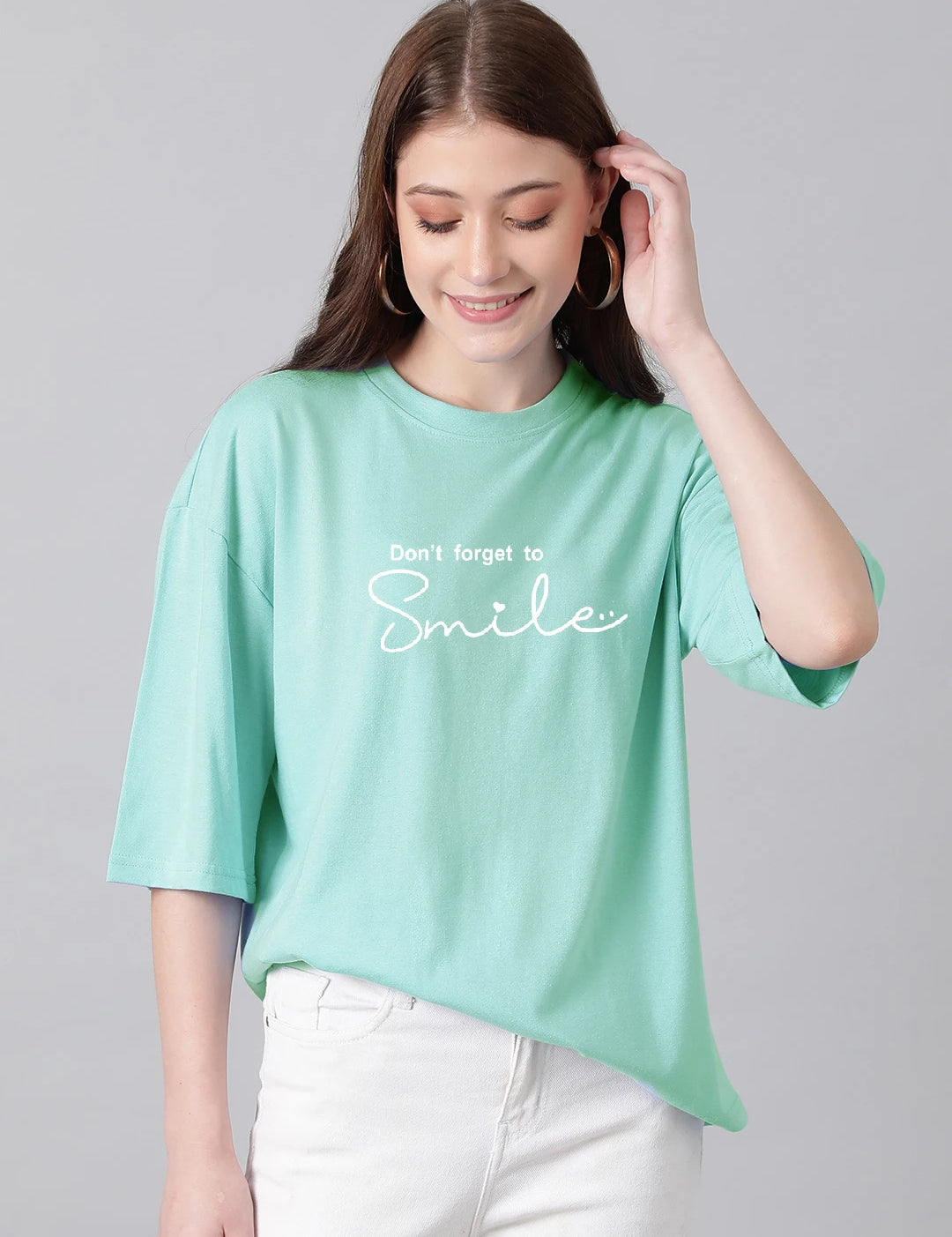KOTTY Printed Women Round Neck Green T-Shirt 