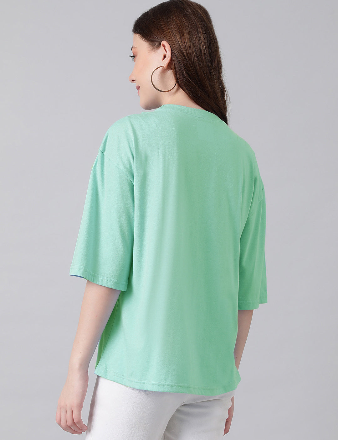 KOTTY Printed Women Round Neck Green T-Shirt 