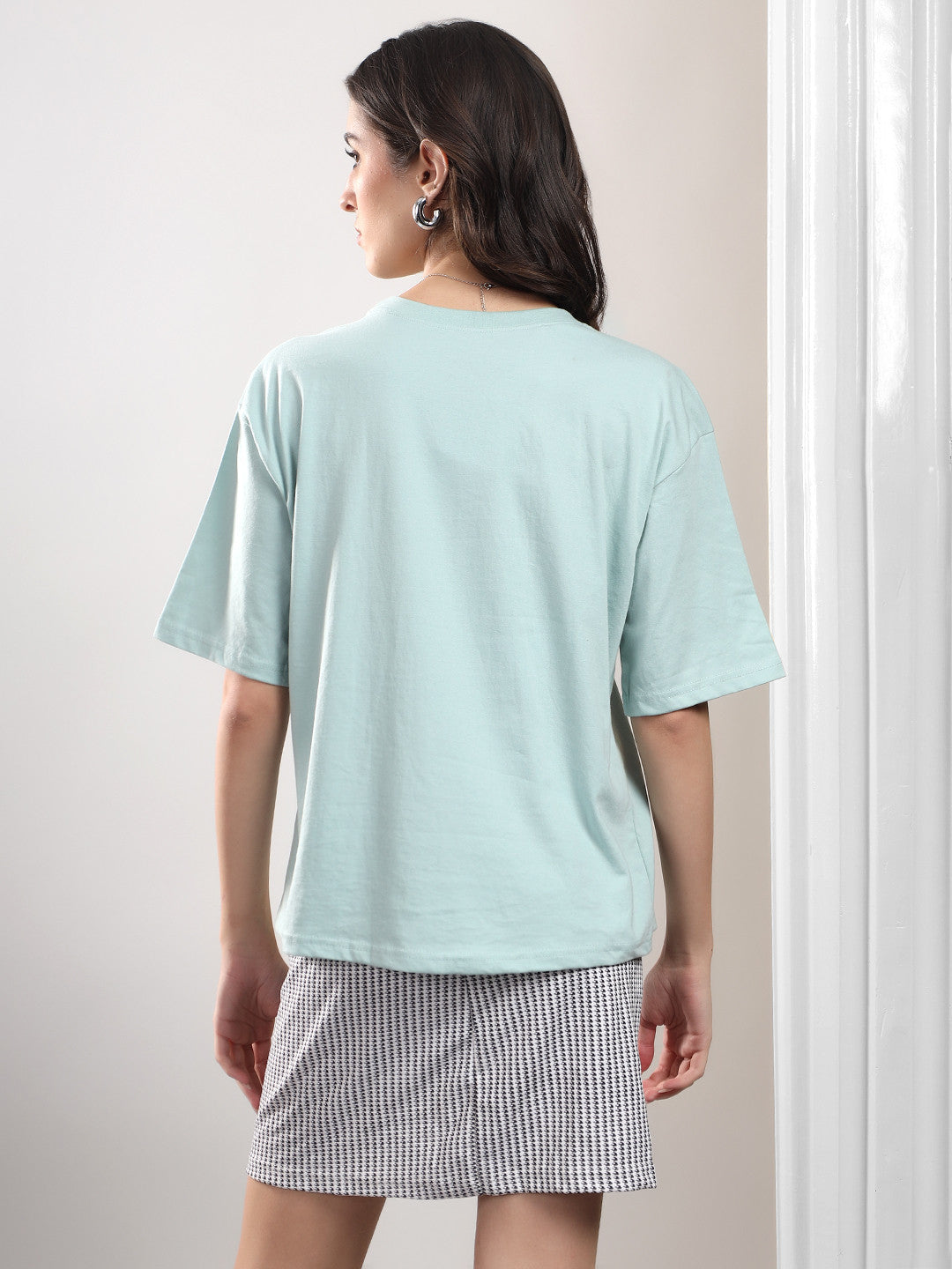 KOTTY Printed Women Round Neck Blue T-Shirt 