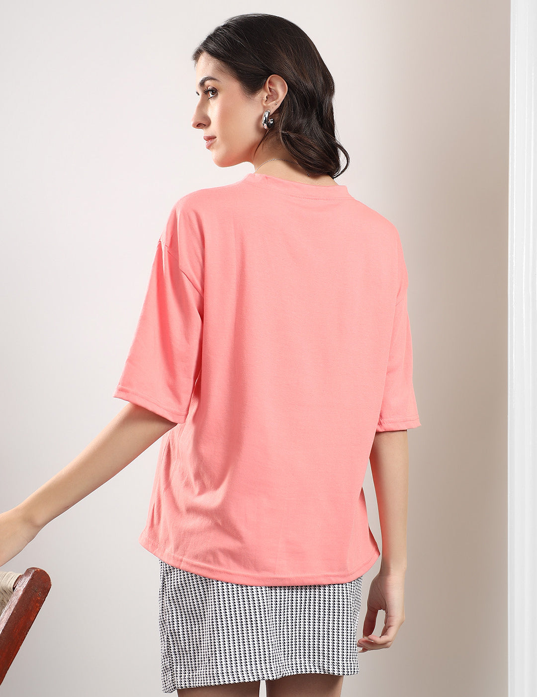 KOTTY Printed Women Round Neck Pink T-Shirt 