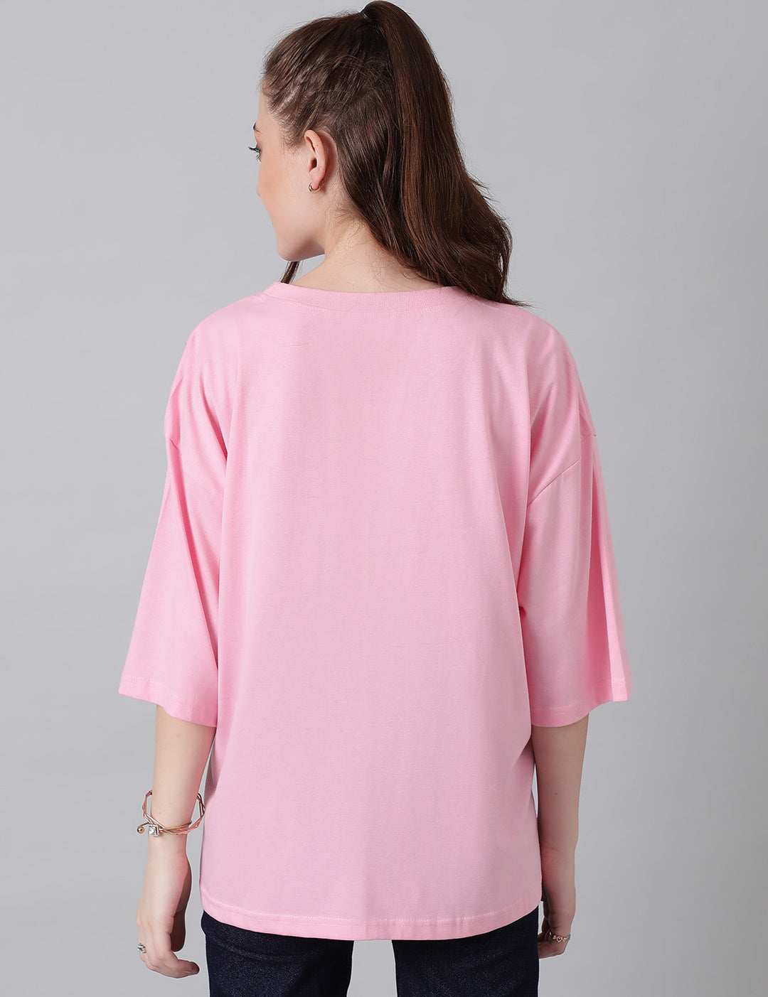 KOTTY Printed Women Round Neck Pink T-Shirt 
