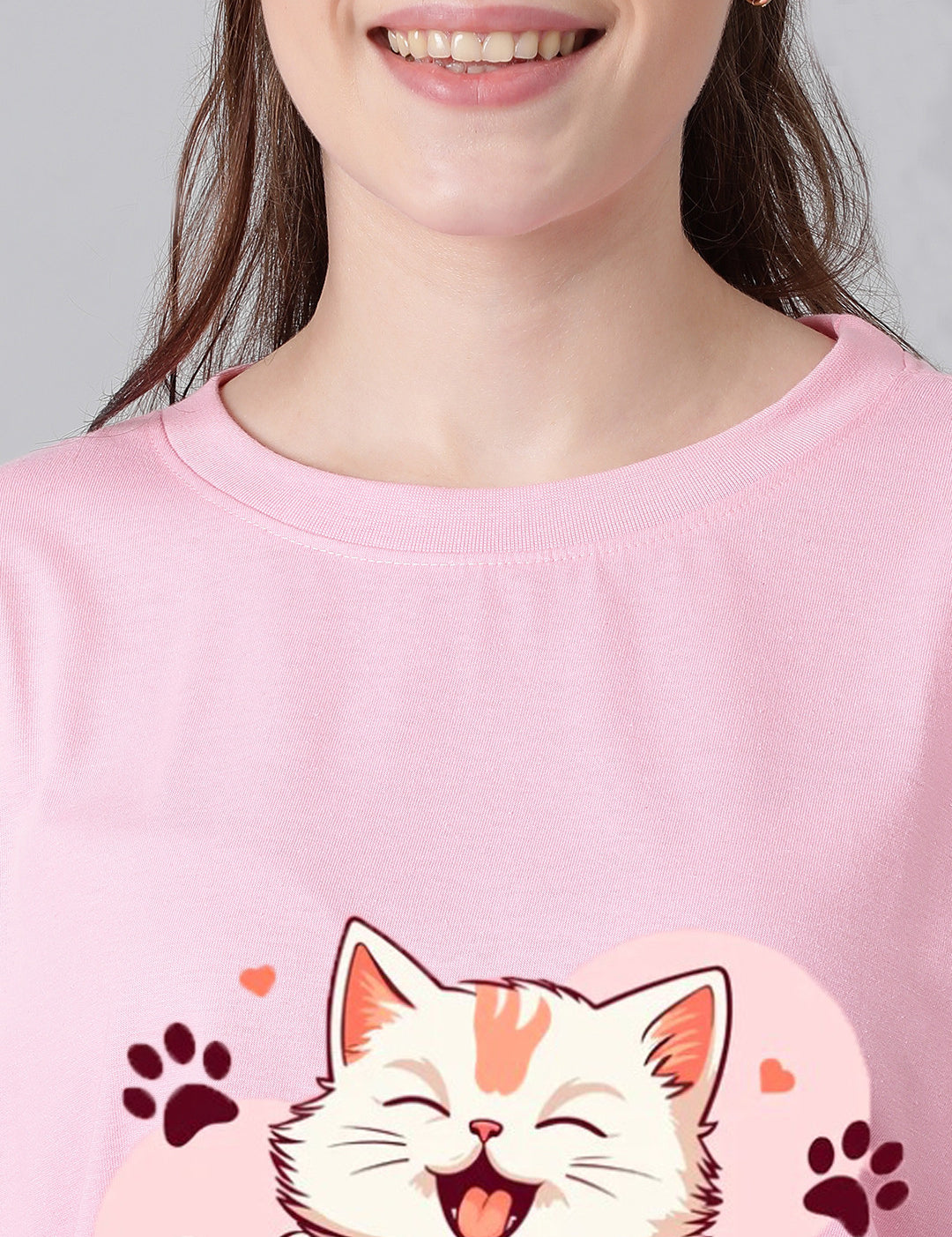 KOTTY Printed Women Round Neck Pink T-Shirt 
