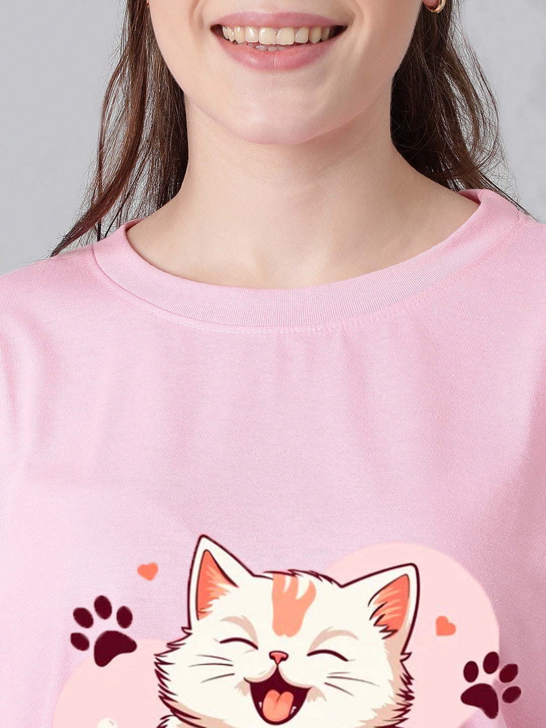 KOTTY Printed Women Round Neck Pink T-Shirt 