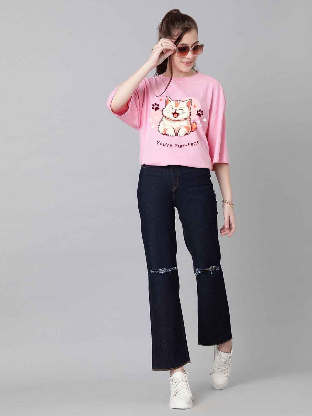 KOTTY Printed Women Round Neck Pink T-Shirt 
