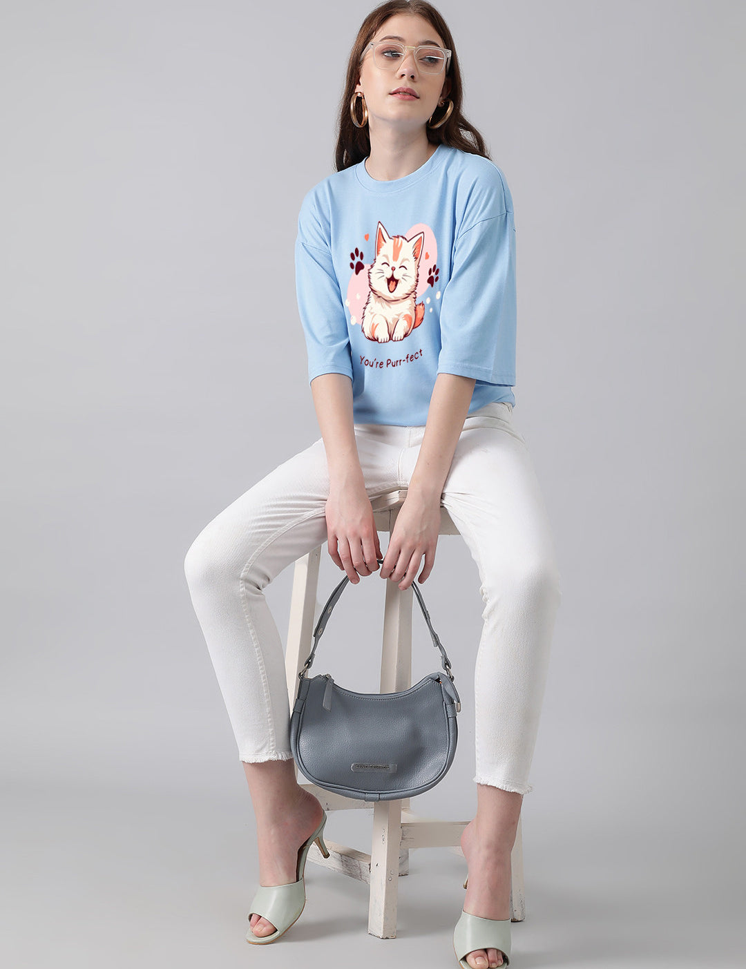 KOTTY Printed Women Round Neck Blue T-Shirt 