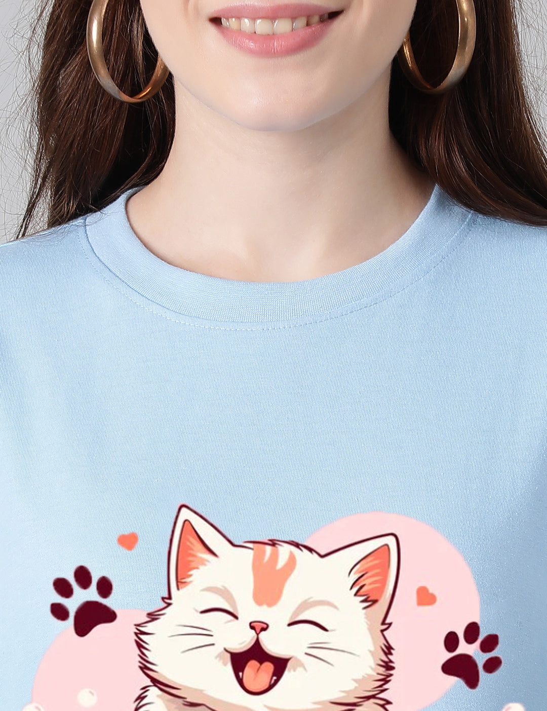 KOTTY Printed Women Round Neck Blue T-Shirt 