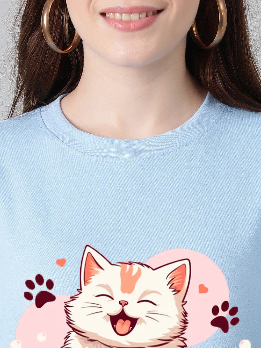 KOTTY Printed Women Round Neck Blue T-Shirt 