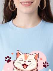 KOTTY Printed Women Round Neck Blue T-Shirt 