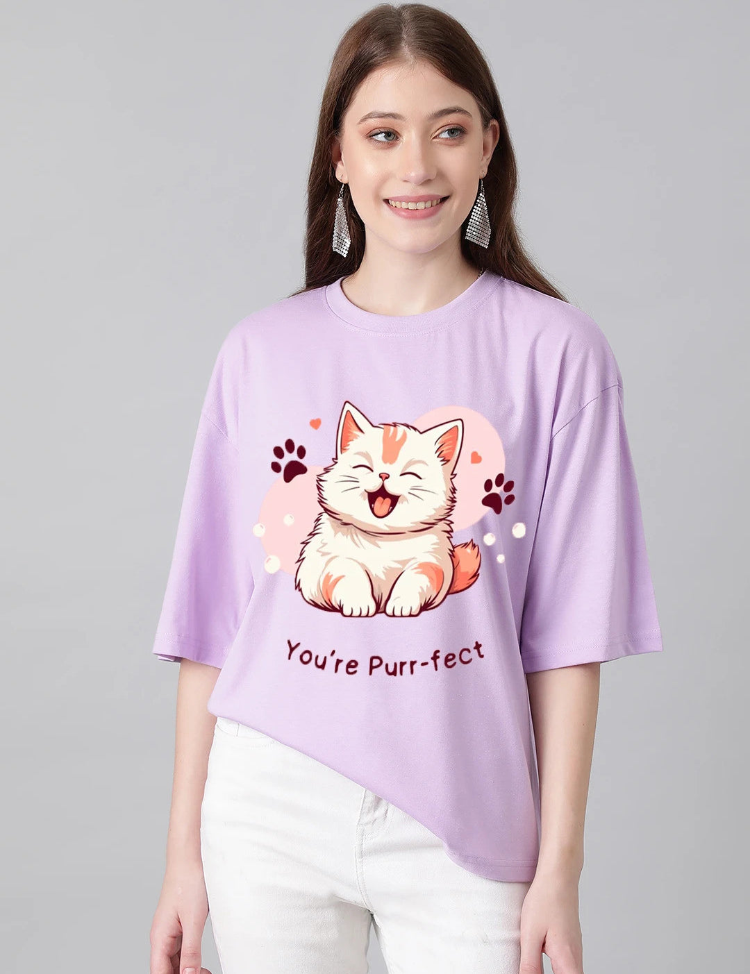 KOTTY Printed Women Round Neck Purple T-Shirt 