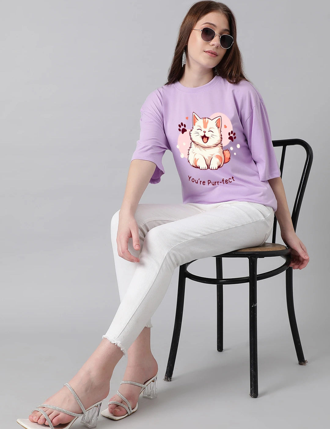 KOTTY Printed Women Round Neck Purple T-Shirt 