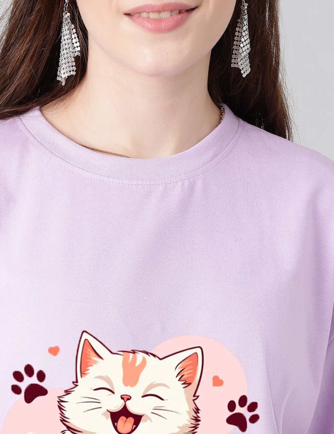 KOTTY Printed Women Round Neck Purple T-Shirt 