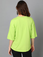 KOTTY Printed Women Round Neck Green T-Shirt 