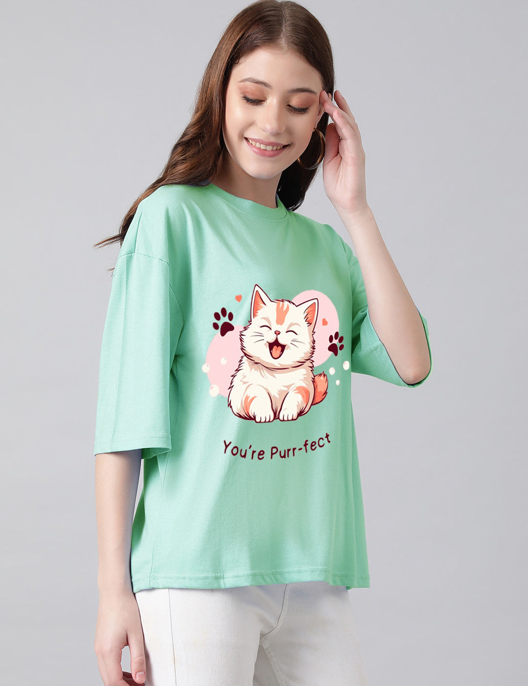 KOTTY Printed Women Round Neck Green T-Shirt 