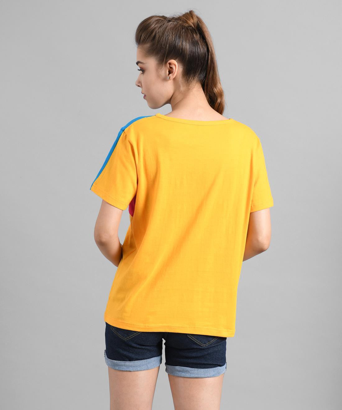 KOTTY Colorblock Women Round Neck Multicolor T-Shirt 