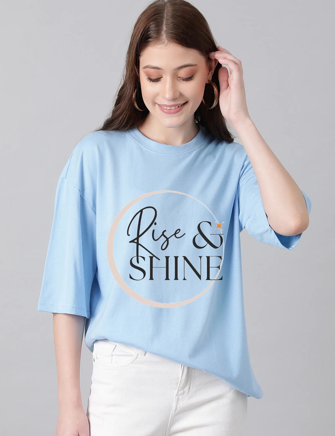 KOTTY Printed Women Round Neck Blue T-Shirt 