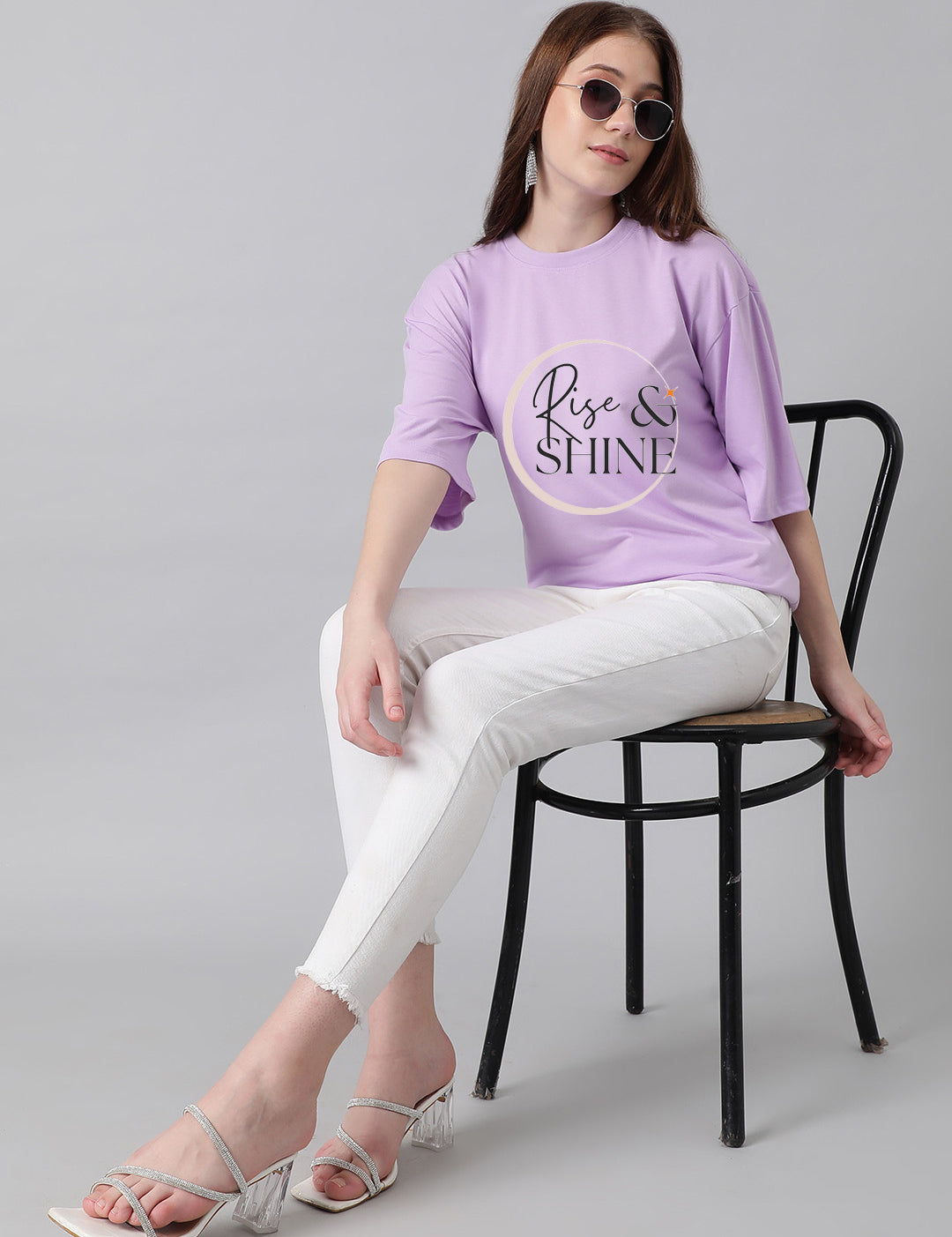 KOTTY Printed Women Round Neck Purple T-Shirt 