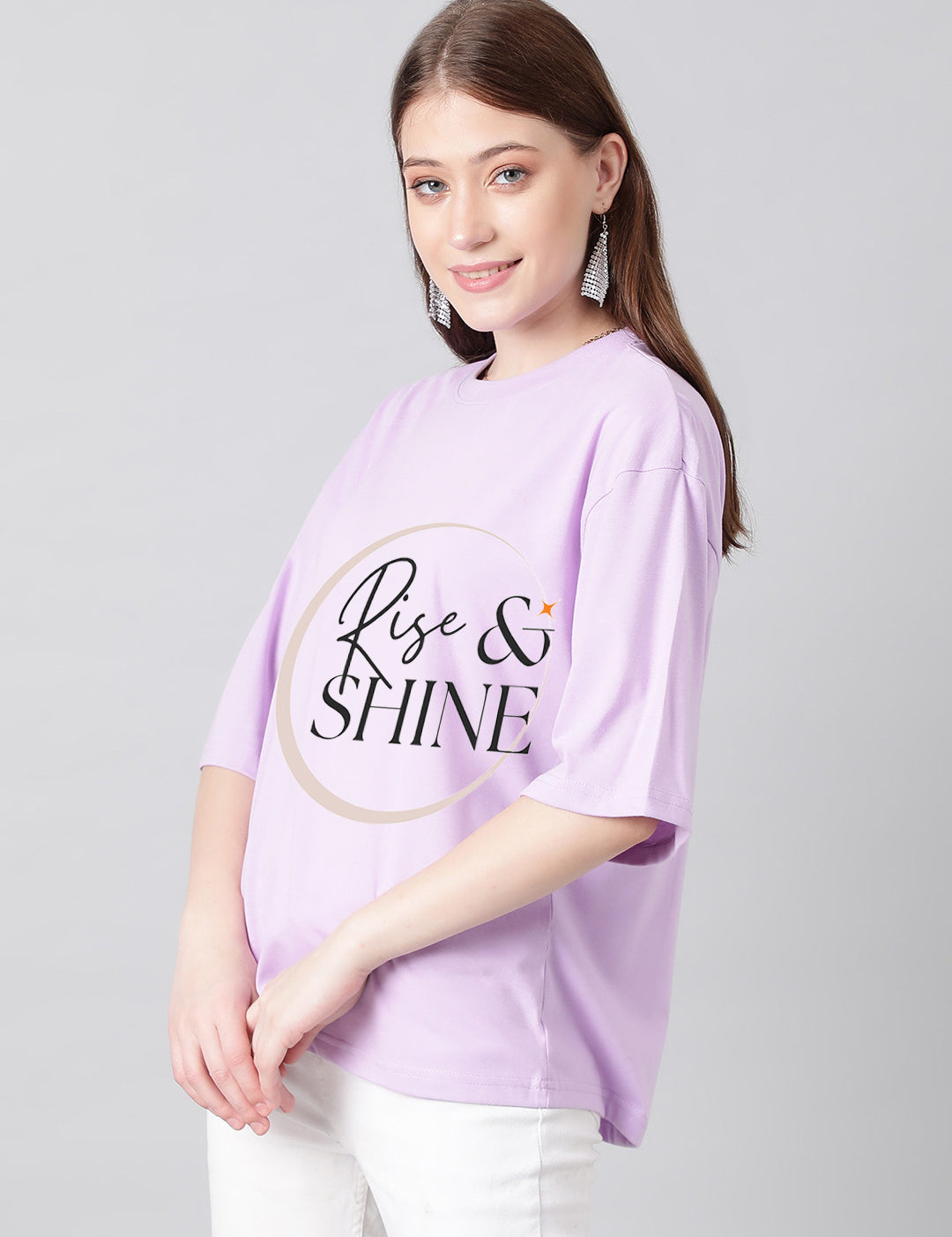 KOTTY Printed Women Round Neck Purple T-Shirt 