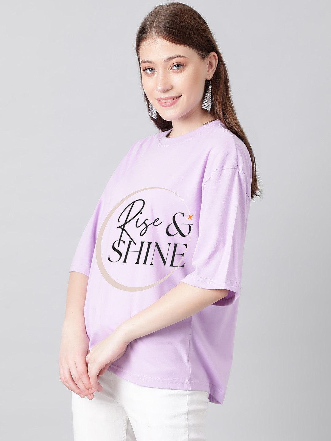 KOTTY Printed Women Round Neck Purple T-Shirt 