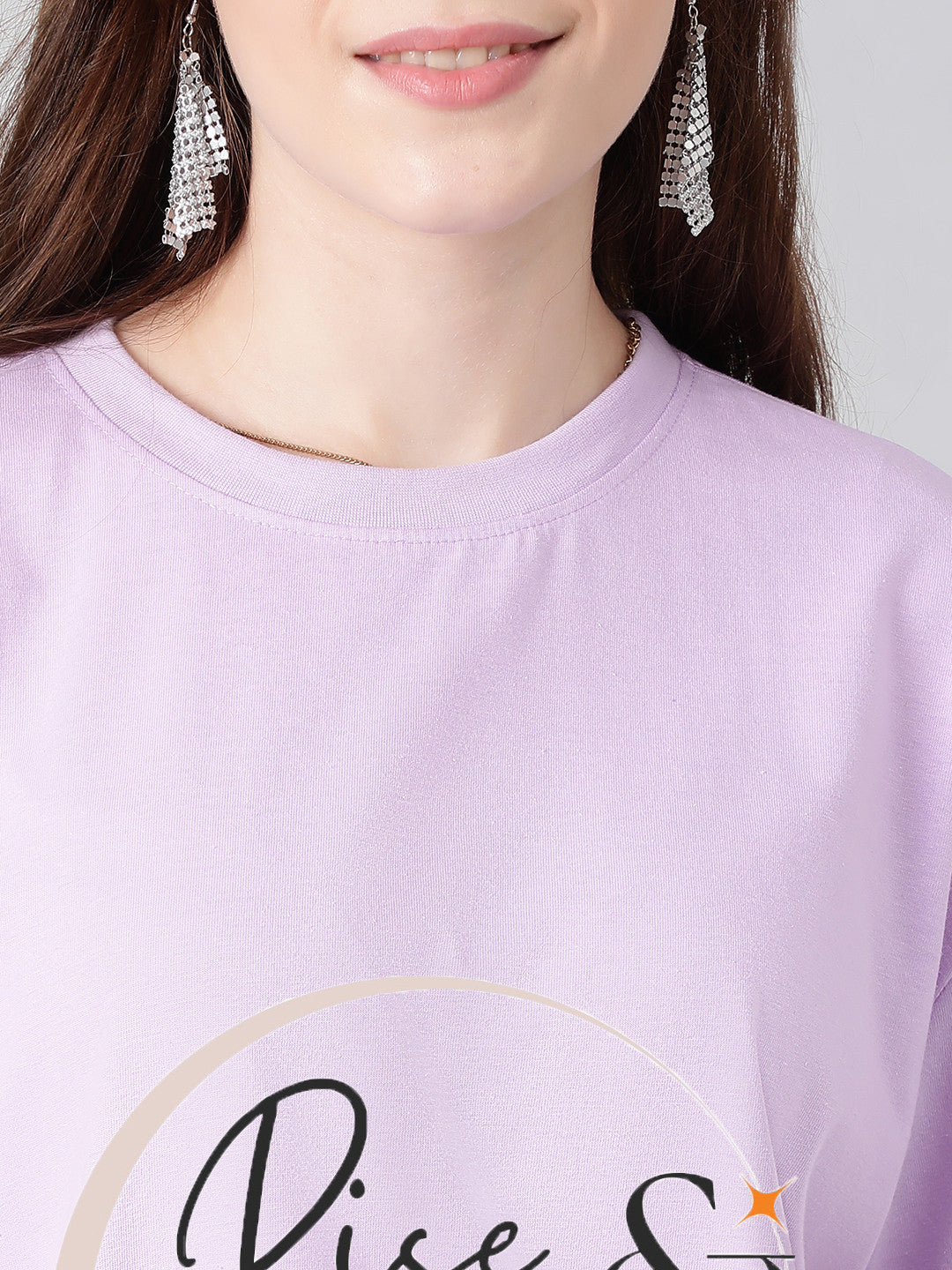 KOTTY Printed Women Round Neck Purple T-Shirt 