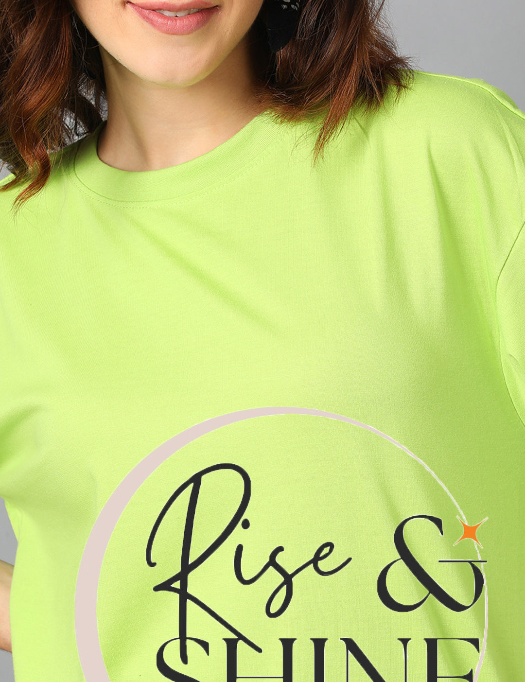 KOTTY Printed Women Round Neck Green T-Shirt 