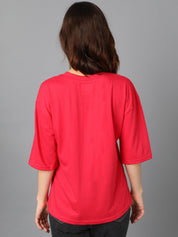 KOTTY Typography Women Round Neck Red T-Shirt 