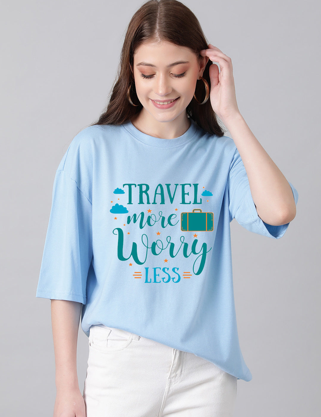 KOTTY Typography Women Round Neck Blue T-Shirt 