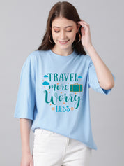 KOTTY Typography Women Round Neck Blue T-Shirt 