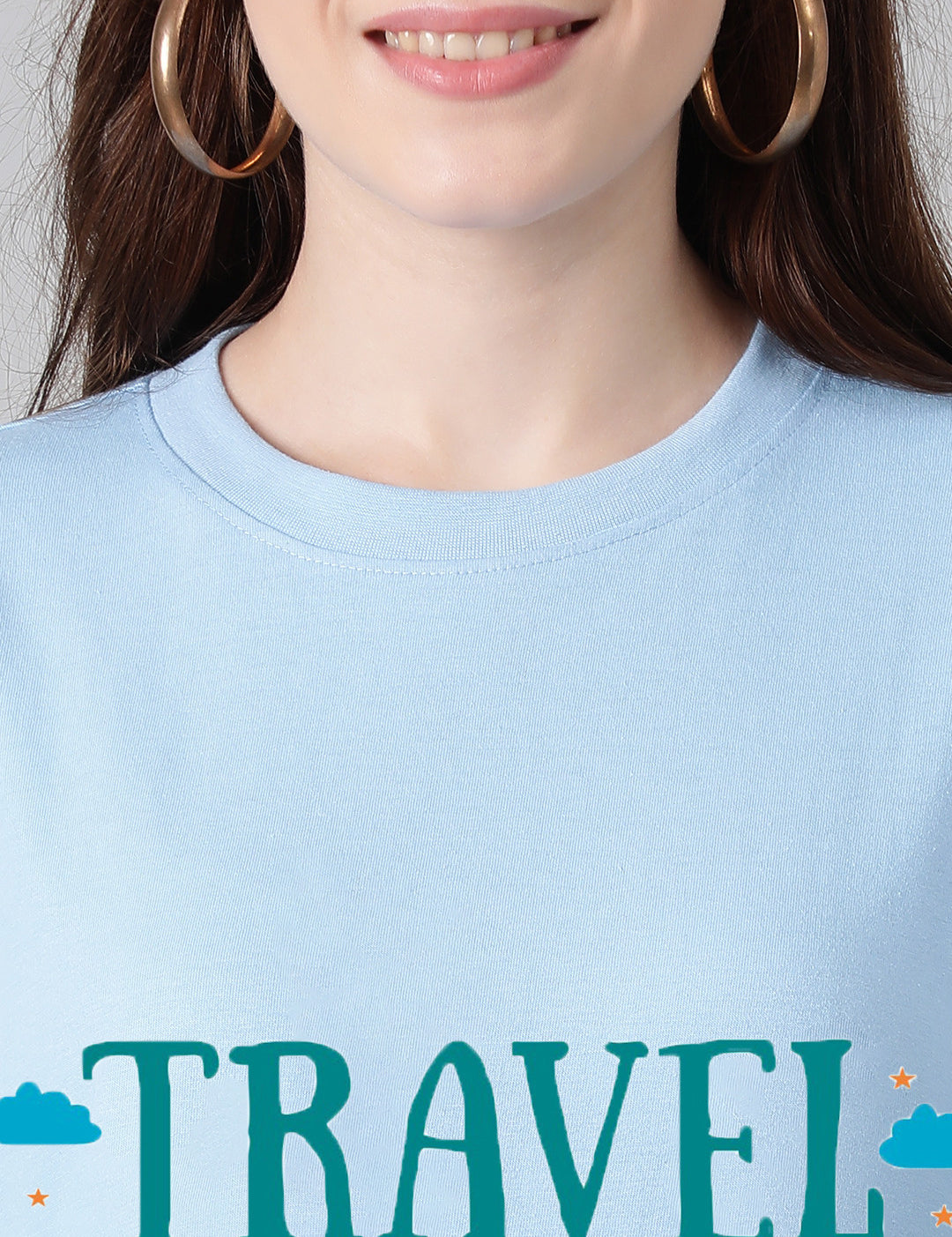 KOTTY Typography Women Round Neck Blue T-Shirt 