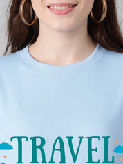 KOTTY Typography Women Round Neck Blue T-Shirt 