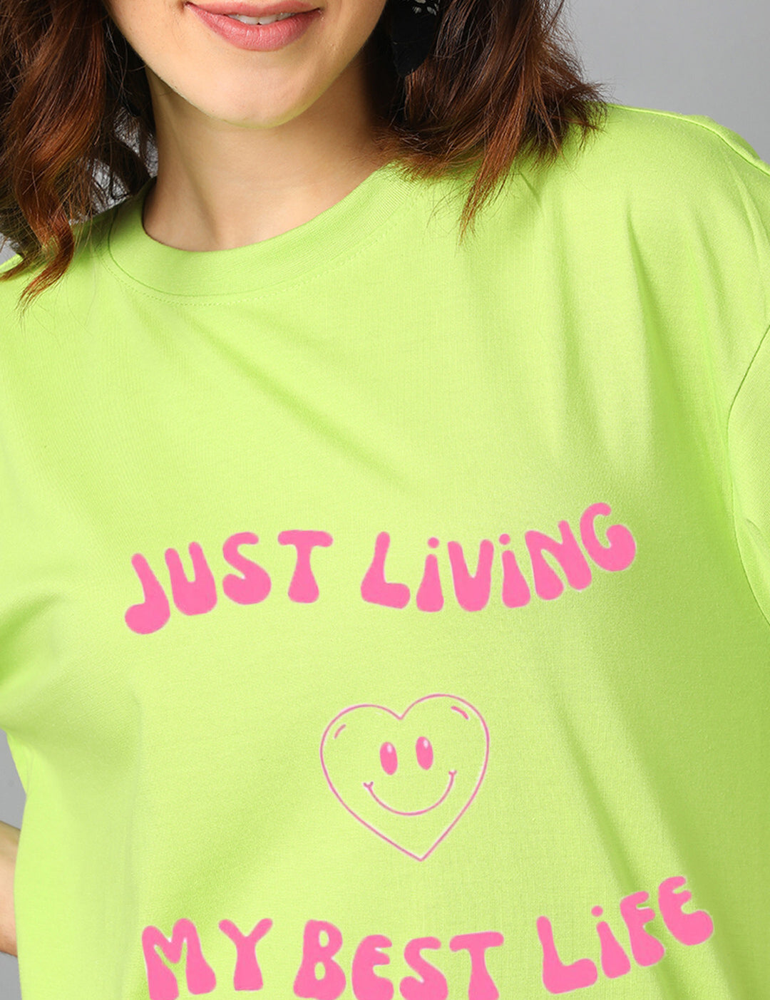 KOTTY Printed Women Round Neck Green T-Shirt 