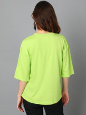KOTTY Printed Women Round Neck Green T-Shirt 
