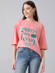 KOTTY Typography Women Round Neck Pink T-Shirt 