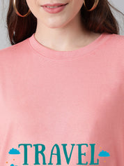 KOTTY Typography Women Round Neck Pink T-Shirt 