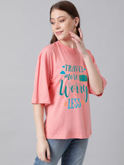 KOTTY Typography Women Round Neck Pink T-Shirt 