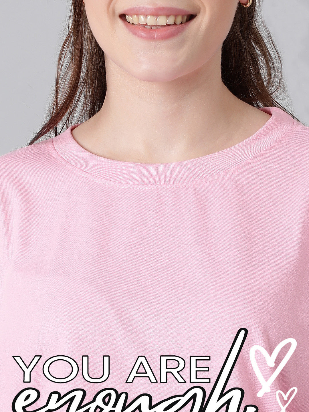 KOTTY Printed Women Round Neck Pink T-Shirt 