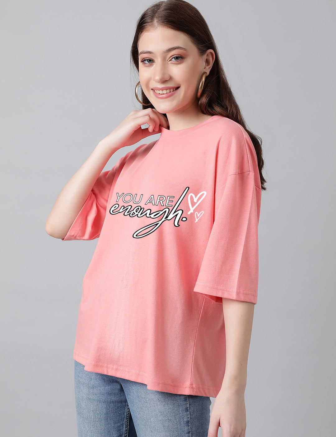 KOTTY Printed Women Round Neck Pink T-Shirt 